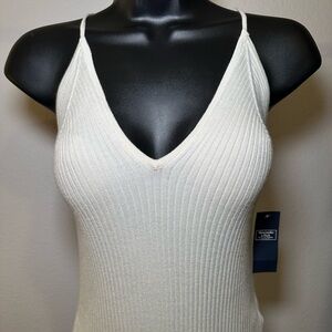 Abercrombie & Fitch Elevated Knit Tie Bodysuit White